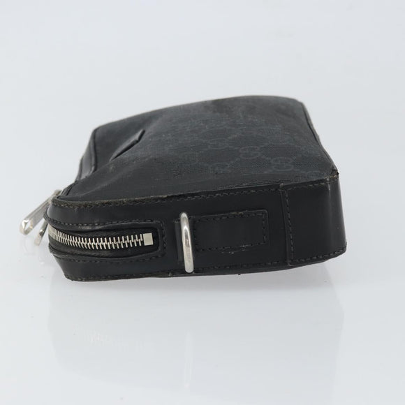 GUCCI GG Supreme Clutch Bag PVC Black Silver 495562 Auth bs32492