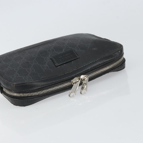 GUCCI GG Supreme Clutch Bag PVC Black Silver 495562 Auth bs32492