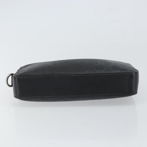 GUCCI GG Supreme Clutch Bag PVC Black Silver 495562 Auth bs32492