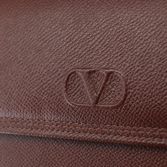 VALENTINO Hand Bag Leather 2way Brown Gold Auth bs32494
