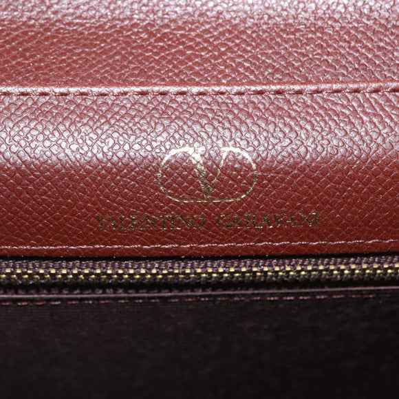 VALENTINO Hand Bag Leather 2way Brown Gold Auth bs32494