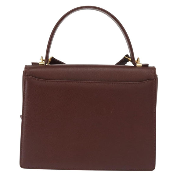 VALENTINO Hand Bag Leather 2way Brown Gold Auth bs32494