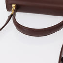 VALENTINO Hand Bag Leather 2way Brown Gold Auth bs32494-7