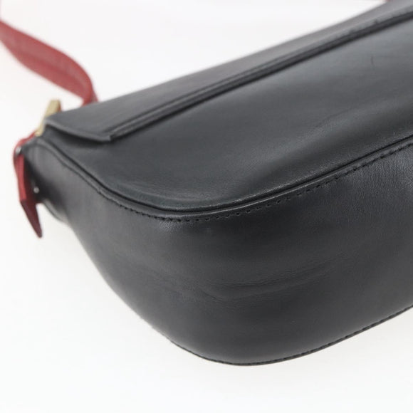 BALLY Shoulder Bag Leather Black Gold Auth bs32496