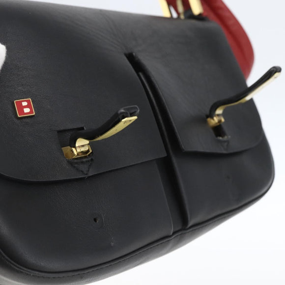 BALLY Shoulder Bag Leather Black Gold Auth bs32496