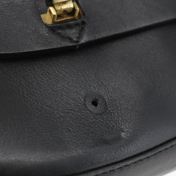 BALLY Shoulder Bag Leather Black Gold Auth bs32496