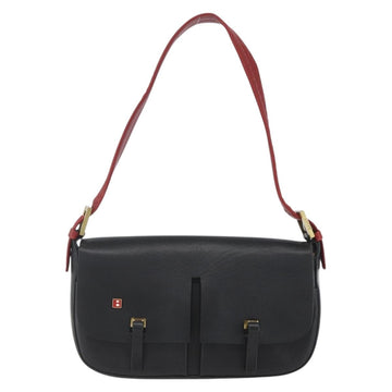 BALLY Shoulder Bag Leather Black Gold Auth bs32496 - 0