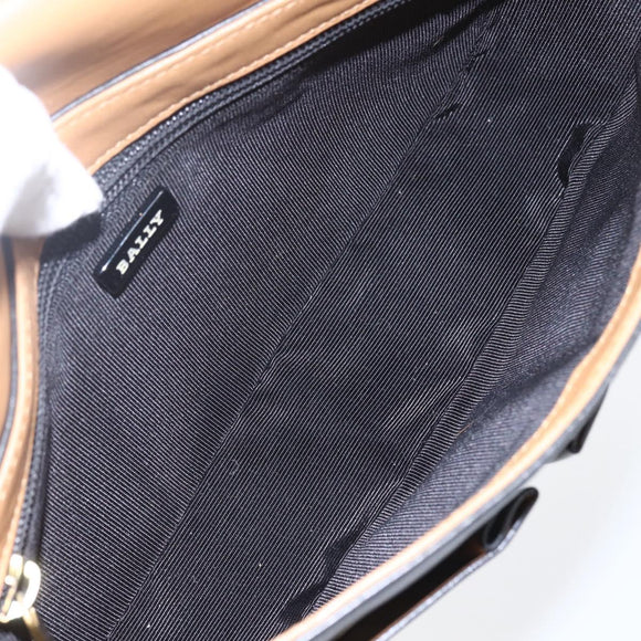 BALLY Shoulder Bag Leather Black Gold Auth bs32496