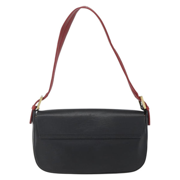 BALLY Shoulder Bag Leather Black Gold Auth bs32496