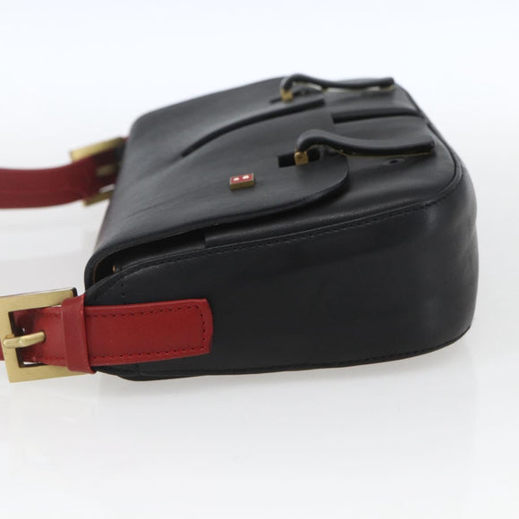BALLY Shoulder Bag Leather Black Gold Auth bs32496
