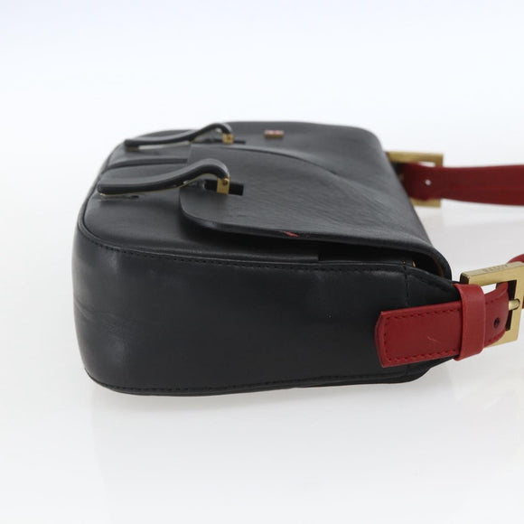 BALLY Shoulder Bag Leather Black Gold Auth bs32496