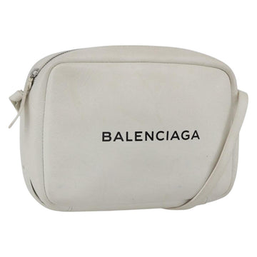 BALENCIAGA Shoulder Bag Leather White Silver 489812 Auth bs32497