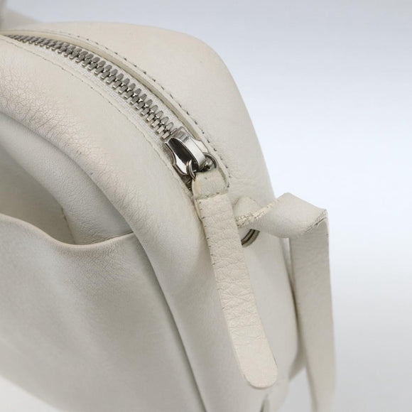 BALENCIAGA Shoulder Bag Leather White Silver 489812 Auth bs32497