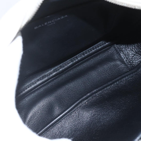 BALENCIAGA Shoulder Bag Leather White Silver 489812 Auth bs32497