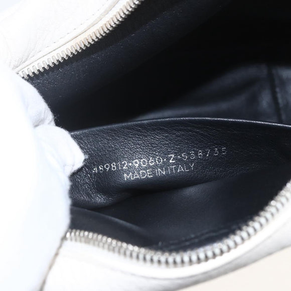 BALENCIAGA Shoulder Bag Leather White Silver 489812 Auth bs32497