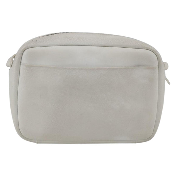 BALENCIAGA Shoulder Bag Leather White Silver 489812 Auth bs32497