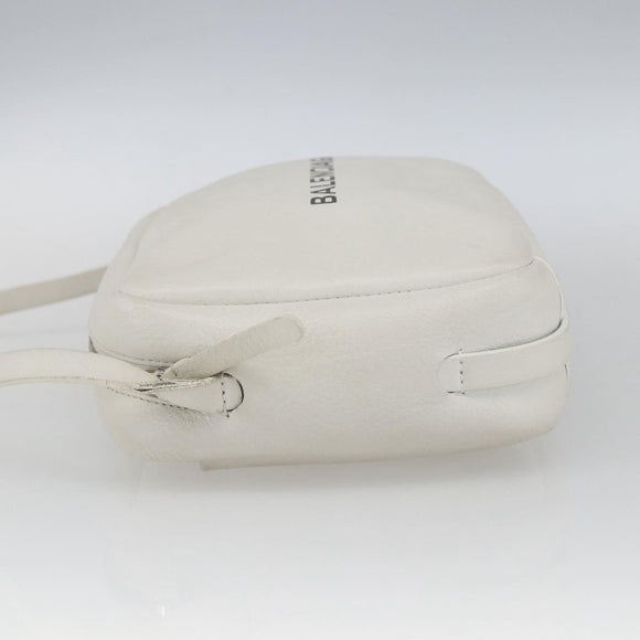 BALENCIAGA Shoulder Bag Leather White Silver 489812 Auth bs32497