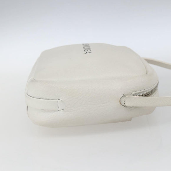 BALENCIAGA Shoulder Bag Leather White Silver 489812 Auth bs32497