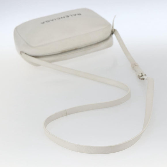 BALENCIAGA Shoulder Bag Leather White Silver 489812 Auth bs32497