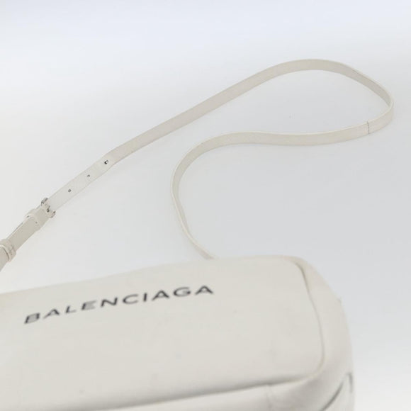 BALENCIAGA Shoulder Bag Leather White Silver 489812 Auth bs32497
