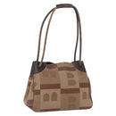BALLY Shoulder Bag Canvas Beige Gold Auth bs32499-1