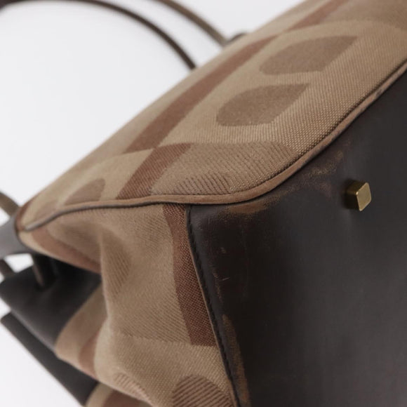 BALLY Shoulder Bag Canvas Beige Gold Auth bs32499