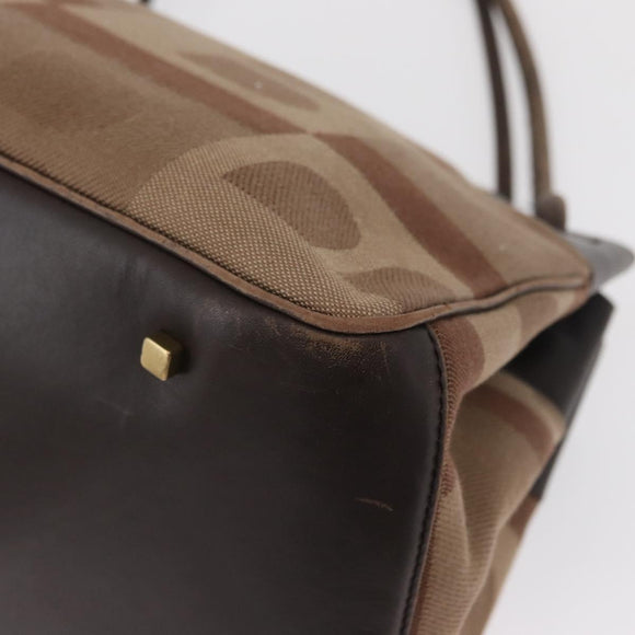 BALLY Shoulder Bag Canvas Beige Gold Auth bs32499