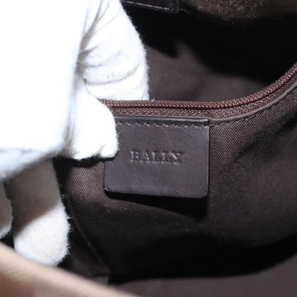 BALLY Shoulder Bag Canvas Beige Gold Auth bs32499