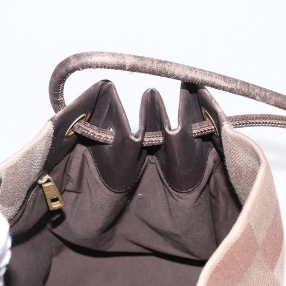 BALLY Shoulder Bag Canvas Beige Gold Auth bs32499