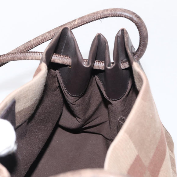 BALLY Shoulder Bag Canvas Beige Gold Auth bs32499