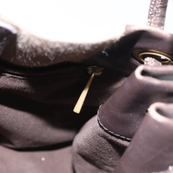 BALLY Shoulder Bag Canvas Beige Gold Auth bs32499