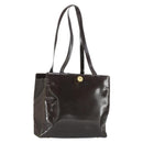 CELINE Tote Bag Patent leather Brown Gold Auth bs32500-1