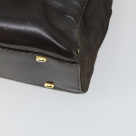 CELINE Tote Bag Patent leather Brown Gold Auth bs32500