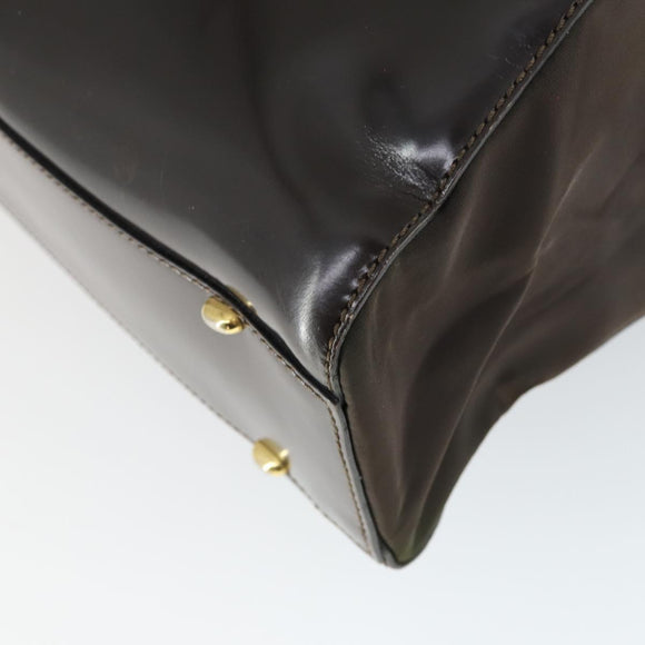 CELINE Tote Bag Patent leather Brown Gold Auth bs32500