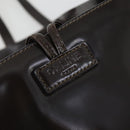 CELINE Tote Bag Patent leather Brown Gold Auth bs32500-14