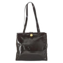 CELINE Tote Bag Patent leather Brown Gold Auth bs32500-2