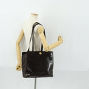 CELINE Tote Bag Patent leather Brown Gold Auth bs32500-23
