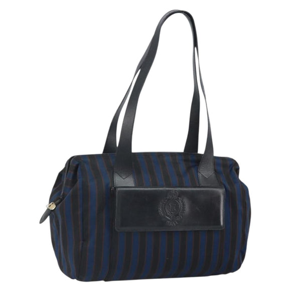 CELINE Tote Bag Canvas Blue Gold Auth bs32501