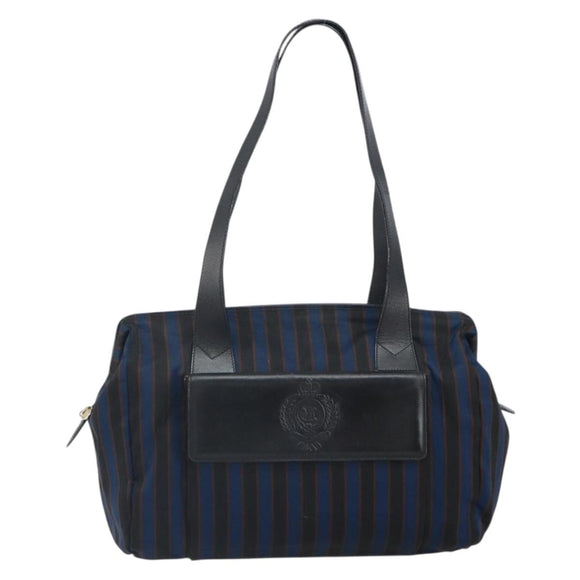 CELINE Tote Bag Canvas Blue Gold Auth bs32501
