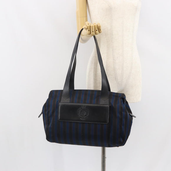 CELINE Tote Bag Canvas Blue Gold Auth bs32501