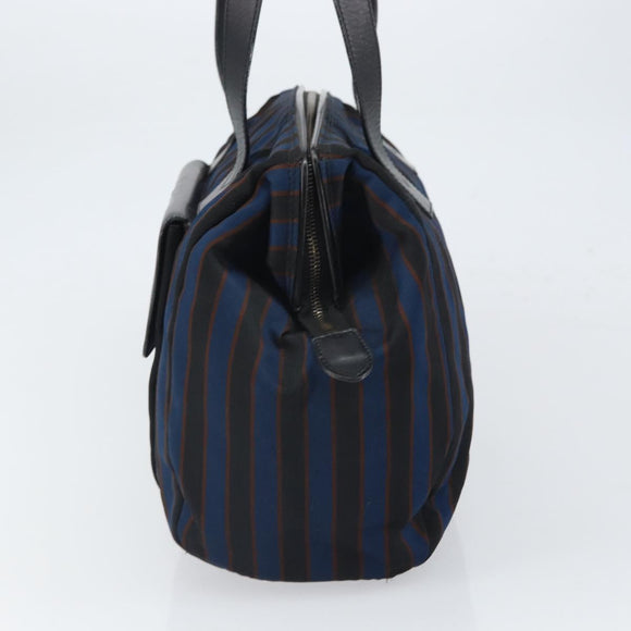 CELINE Tote Bag Canvas Blue Gold Auth bs32501