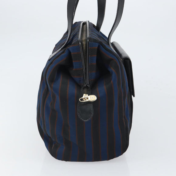 CELINE Tote Bag Canvas Blue Gold Auth bs32501