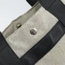 HERMES Sac Arne MM Hand Bag Canvas Gray Silver Auth bs32502-14