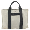 HERMES Sac Arne MM Hand Bag Canvas Gray Silver Auth bs32502-2