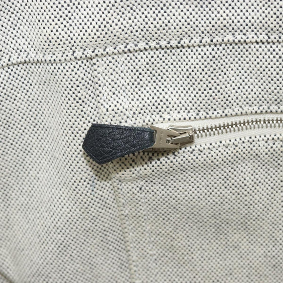 HERMES Sac Arne MM Hand Bag Canvas Gray Silver Auth bs32502