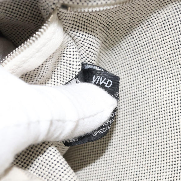 HERMES Sac Arne MM Hand Bag Canvas Gray Silver Auth bs32502