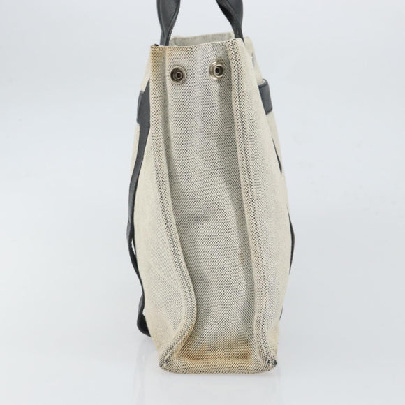 HERMES Sac Arne MM Hand Bag Canvas Gray Silver Auth bs32502