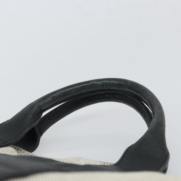 HERMES Sac Arne MM Hand Bag Canvas Gray Silver Auth bs32502