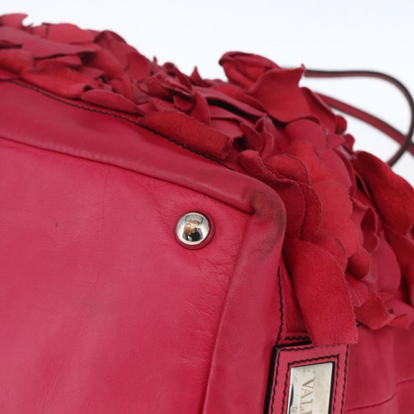 VALENTINO Tote Bag Leather 2way Red Silver Auth bs32504