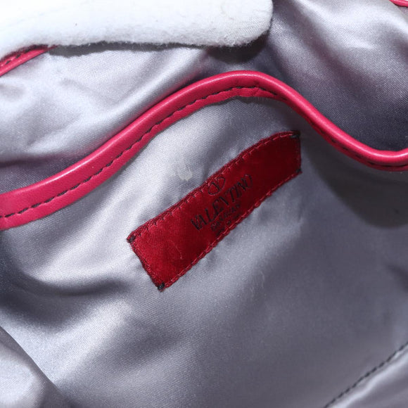 VALENTINO Tote Bag Leather 2way Red Silver Auth bs32504